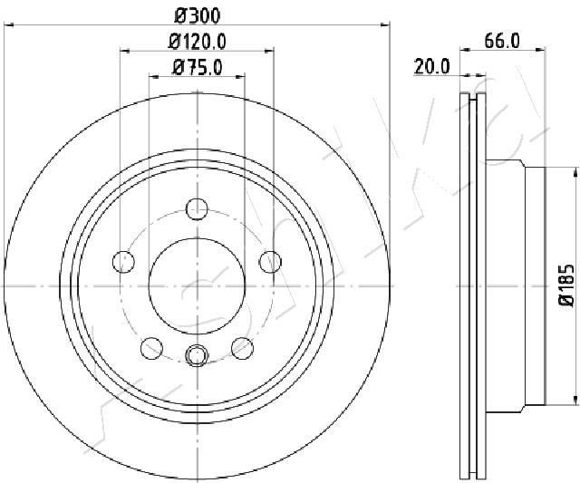 ASHIKA 61-00-0116: Bromsskiva Bakaxel, Ø: 300mm, ventilerad invändigt, Ø: 300mm