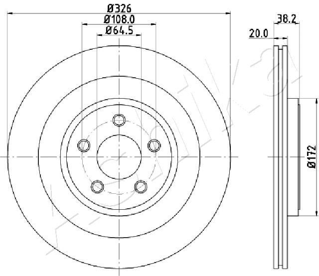 ASHIKA 61-00-0316: Bremsscheibe Hinterachse, Ø: 326mm, Belüftet, Ø: 326mm