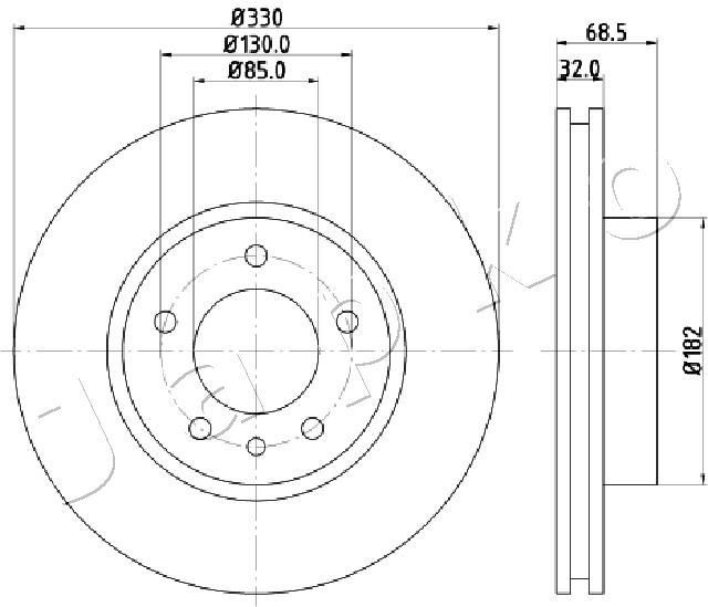JAPKO 600957: Bremžu diski Ø: 330mm, ventilējams, Ø: 330mm
