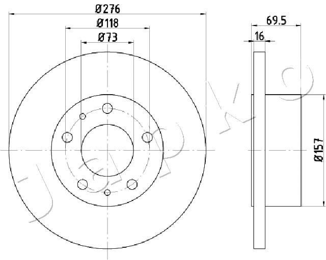 JAPKO 610223: Disque de frein Essieu arrière, Ø: 276mm, plein, Ø: 276mm