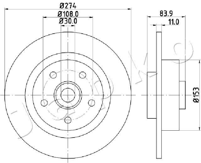 JAPKO 610704: Tarcza hamulcowa Oś tylna, Ø: 274[mm], pełny, Ø: 274[mm]