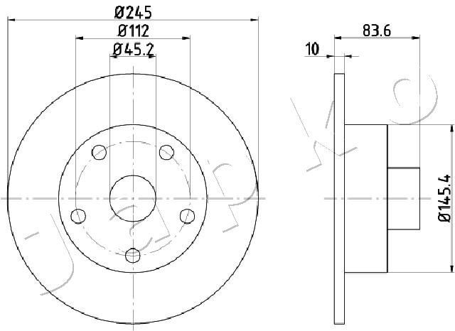 JAPKO 610906: Remschijf Ø: 245mm, volledig, Ø: 245mm