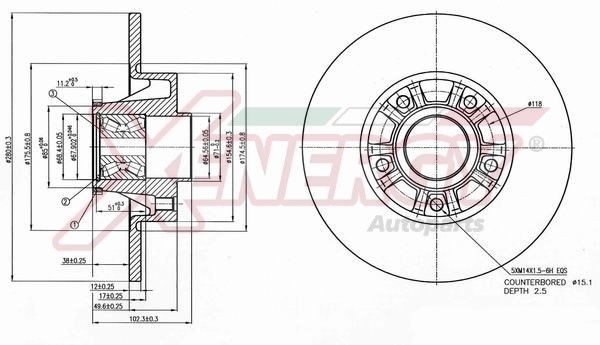 AP XENERGY X601096: Bremžu diski Ø: 280mm, pilnīgi, Ø: 280mm