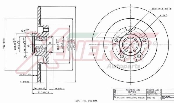 AP XENERGY X601394: Bromsskiva Ø: 300mm, full, Ø: 300mm, med hjullager