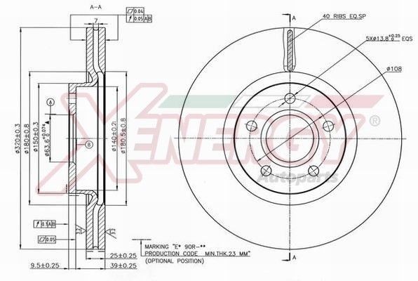 AP XENERGY X602536: Bremžu diski Ø: 320mm, ventilējams, Ø: 320mm, bez skrūvēm