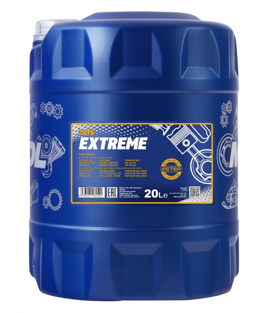MANNOL MN7915-20: Motorový olej 20l, 5W-40 Extreme