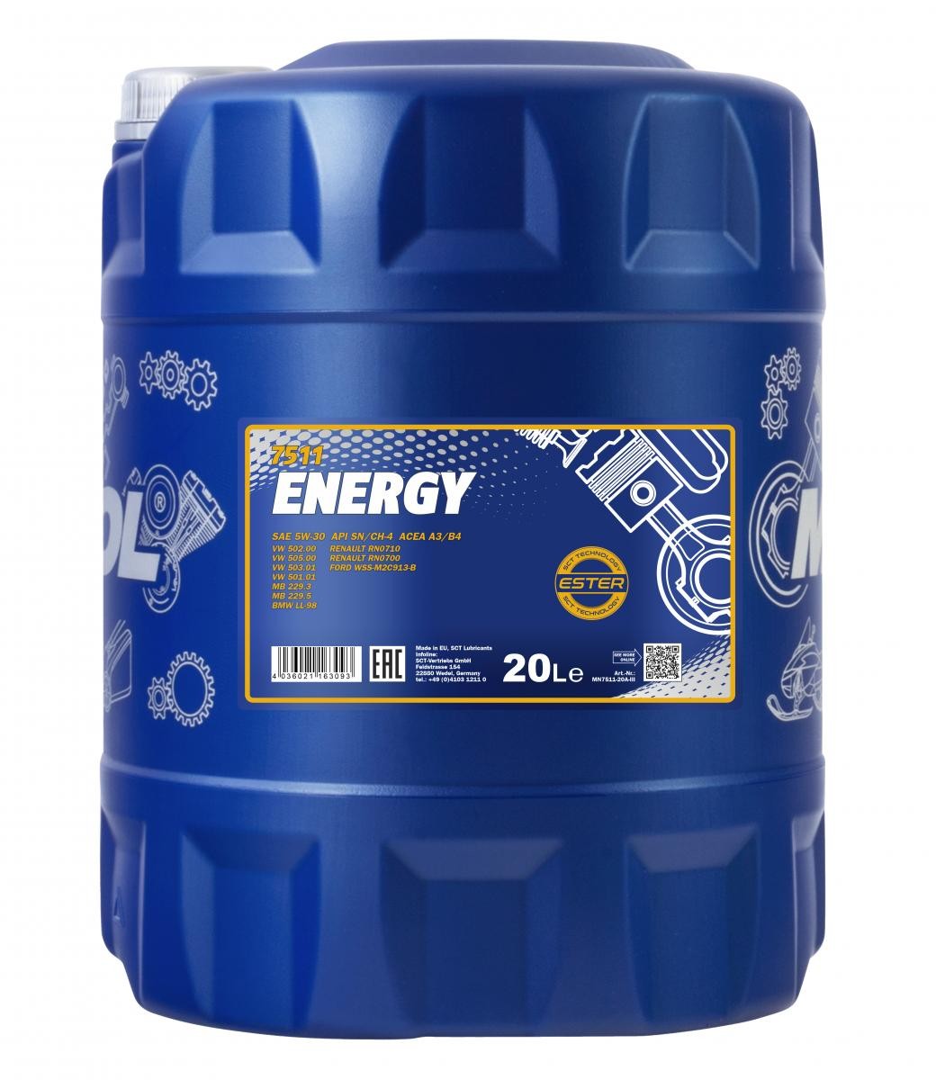 MANNOL MN7511-20: Motorový olej 20l, 5W-30 ENERGY