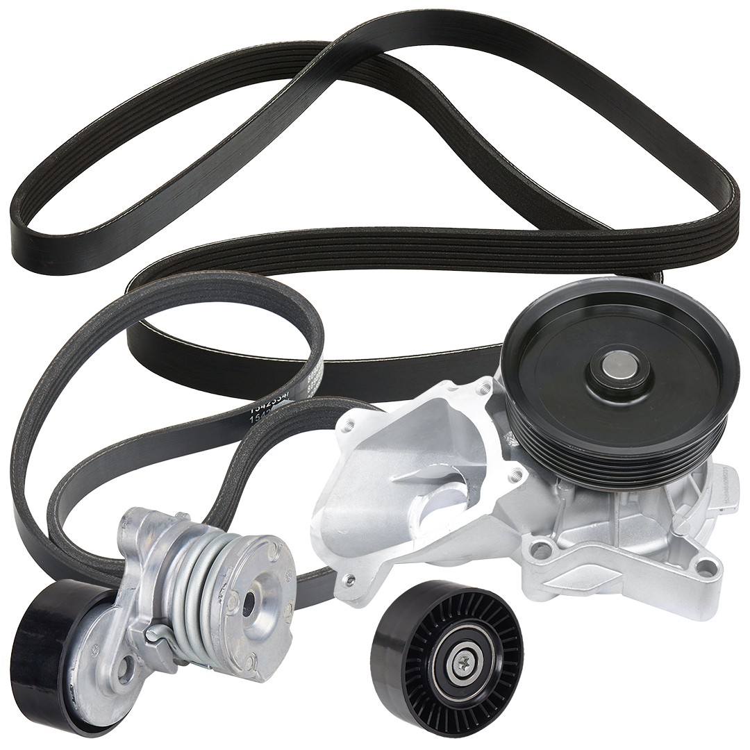 RIDEX 4172P0028: Pompa apa + Set curea transmisie cu caneluri cu pompa apa, Verificați roata liberă a altern. și înlocuiți-o, după caz