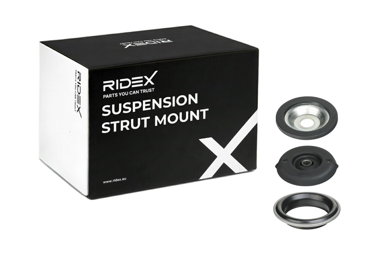 RIDEX 1180S0492: Fjærbeinslager framaksel begge sider, med fjærtallerken, med rullelager, med mutter