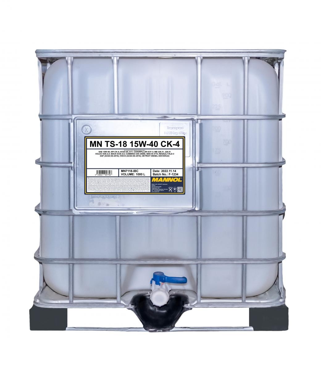 MANNOL MN7118-IBC: Motorový olej 1000l, 15W-40 TS-18, SHPD