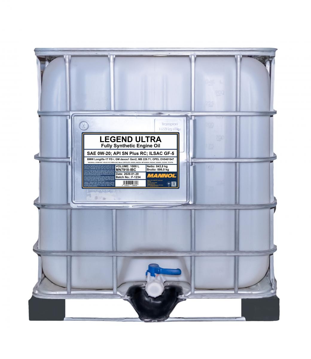 MANNOL MN7918-IBC: Motorový olej 1000l, 0W-20 LEGEND, ULTRA