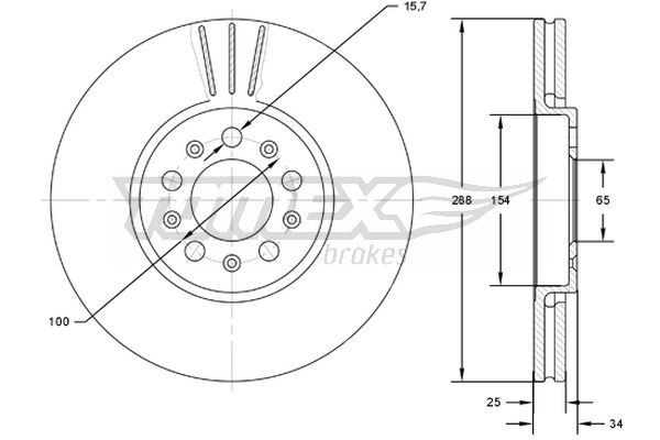 TOMEX brakes TX 72-04 Bremsscheibe Vorderachse, Ø: 288mm, Belüftet, Ø: 288mm, lackiert