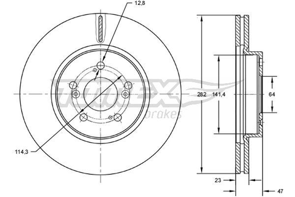 TOMEX brakes TX 72-71: Bremsscheibe Vorderachse, Ø: 282mm, Belüftet, Ø: 282mm, lackiert