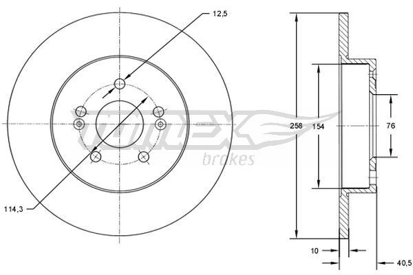 TOMEX brakes TX 73-05: Bremžu diski Aizmugurējais tilts, Ø: 258mm, pilnīgi, Ø: 258mm, lakots