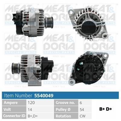 MEAT & DORIA 5540049: Alternator 120A
