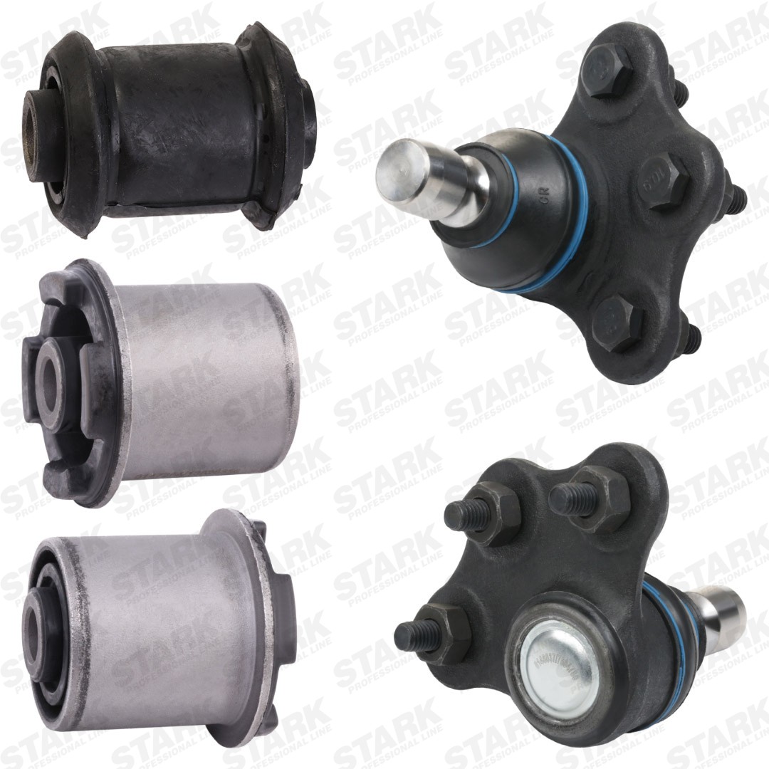 STARK SKRKW-4960092: Kit de réparation, suspension de roue Essieu avant gauche, Essieu avant droit, inférieur, avec rotule de suspension, avec monture, avec support en caoutchouc
