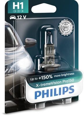 PHILIPS 12258XVPB1: Крушка с нагреваема жичка, фар за дълги светлини X-tremeVision Pro150 12волт, 55W, H1