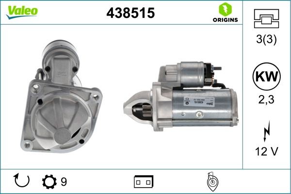 VALEO 438515: Starter VALEO ORIGINS NEW OE TECHNOLOGY 2,3kW