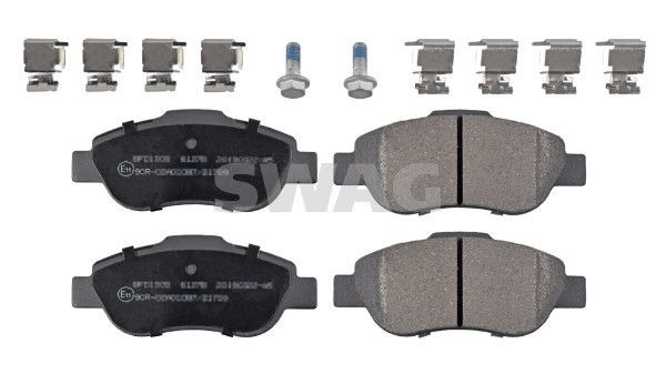 SWAG 33 10 2621: Bremseklodser foraksel, med monterings-/fastgørelsesmateriale, med befæstelsesmateriale