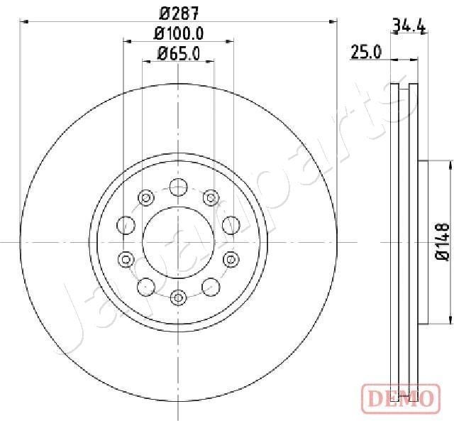 JAPANPARTS DI-0901C: Bremsscheibe Vorderachse, Ø: 288mm, Belüftet, Ø: 288mm, lackiert