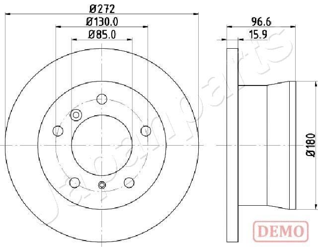 JAPANPARTS DP-0526C: Piduriketas Tagasild, Ø: 272mm, täis, Ø: 272mm, värvitud