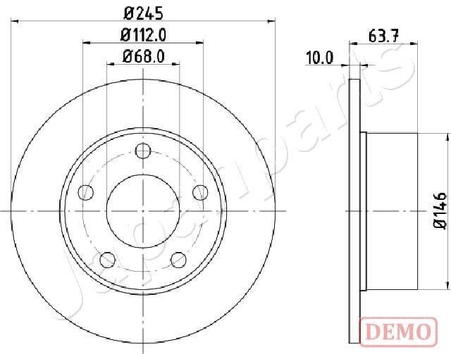 JAPANPARTS DP-0912C Bremsscheibe Hinterachse, Ø: 245mm, voll, Ø: 245mm, lackiert