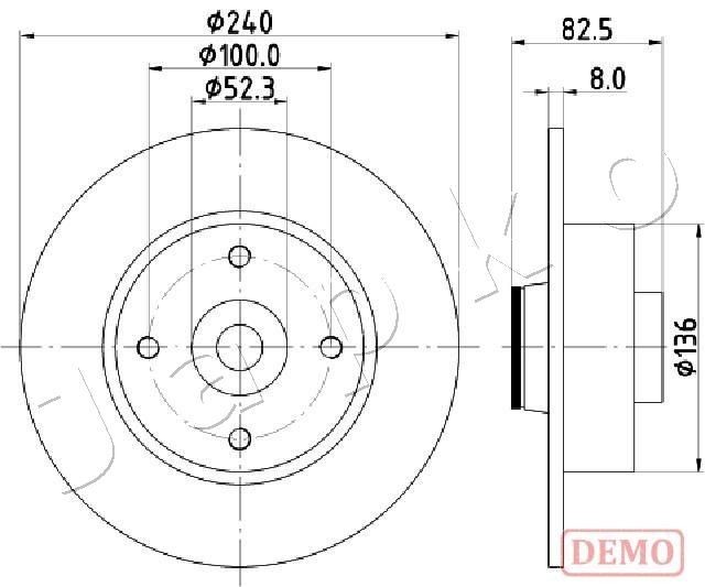 JAPKO 610712C: Remschijf Achteras, Ø: 240mm, volledig, Ø: 240mm, Gelakt