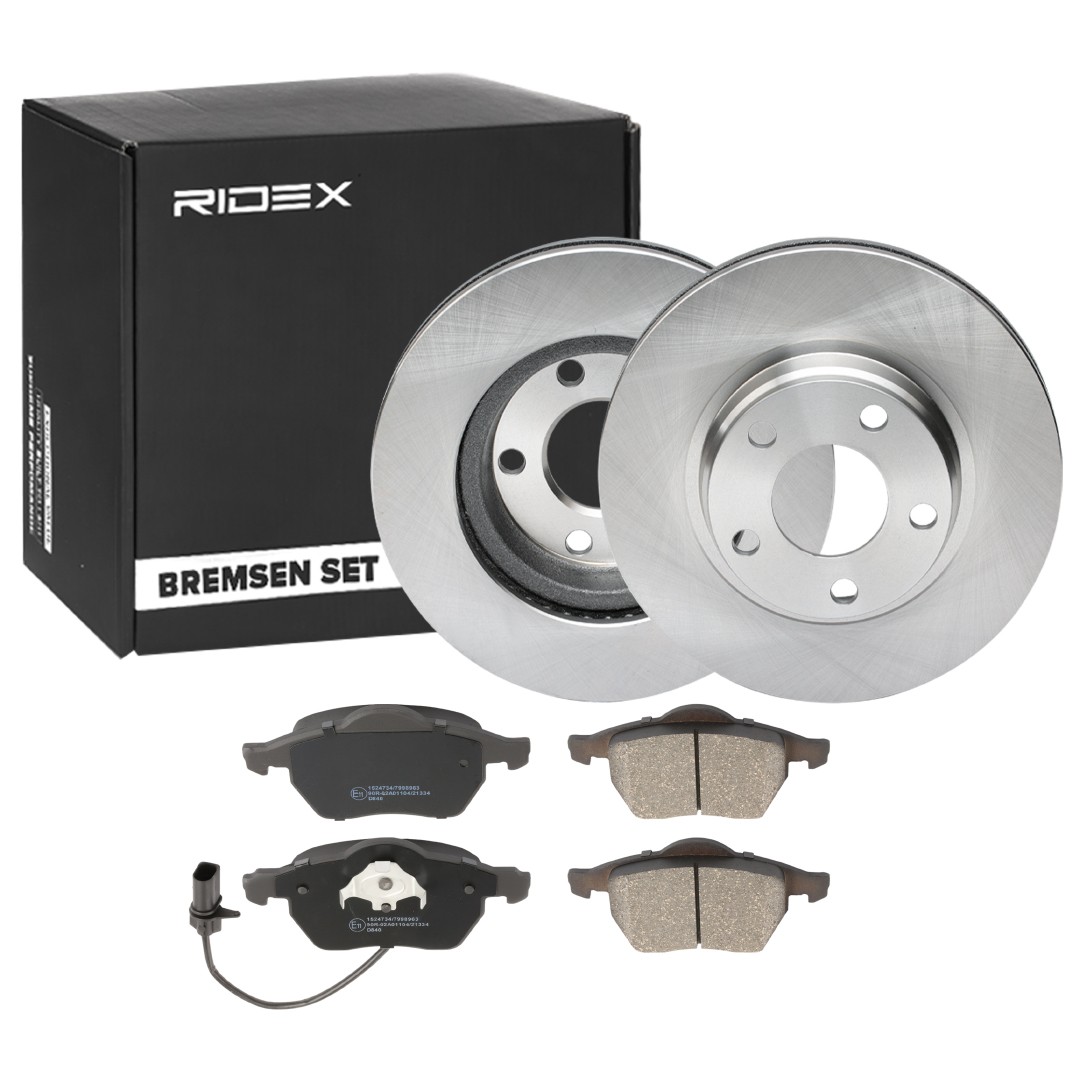 RIDEX 3405B0939: Disques et plaquettes de freins Essieu avant, Ø: 280mm, ventilé