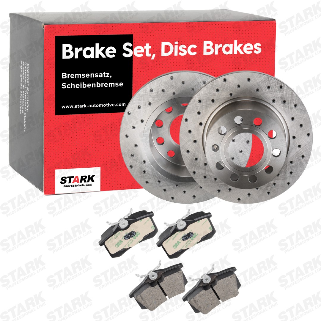 STARK SKBK-10991046: Bremseskiver og klodser bagaksel, Ø: 253mm, fuldstændigt, hullet, opslidset