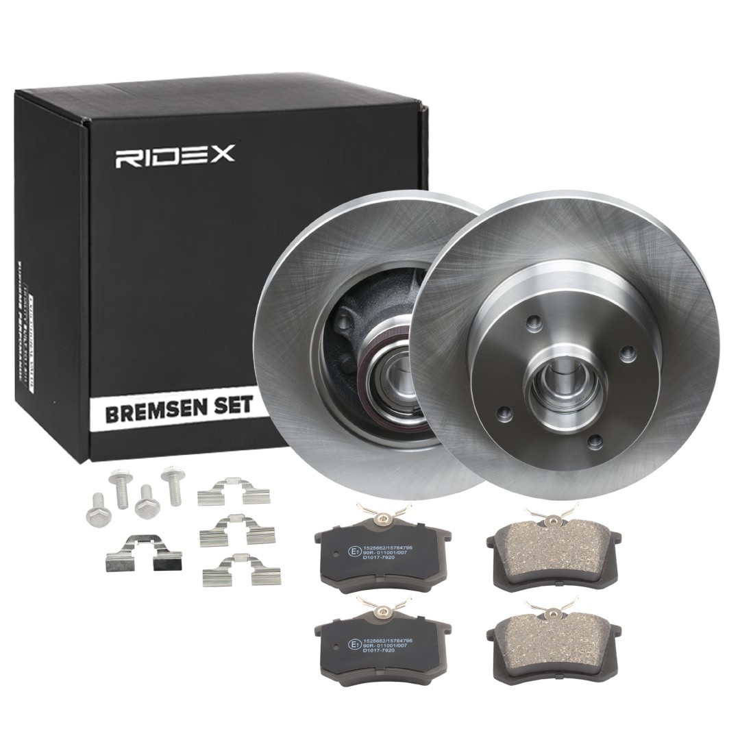 RIDEX 3405B1166: Σετ φρένων, δισκόφρενα Πίσω άξονας, Ø: 249,0mm, πλήρες