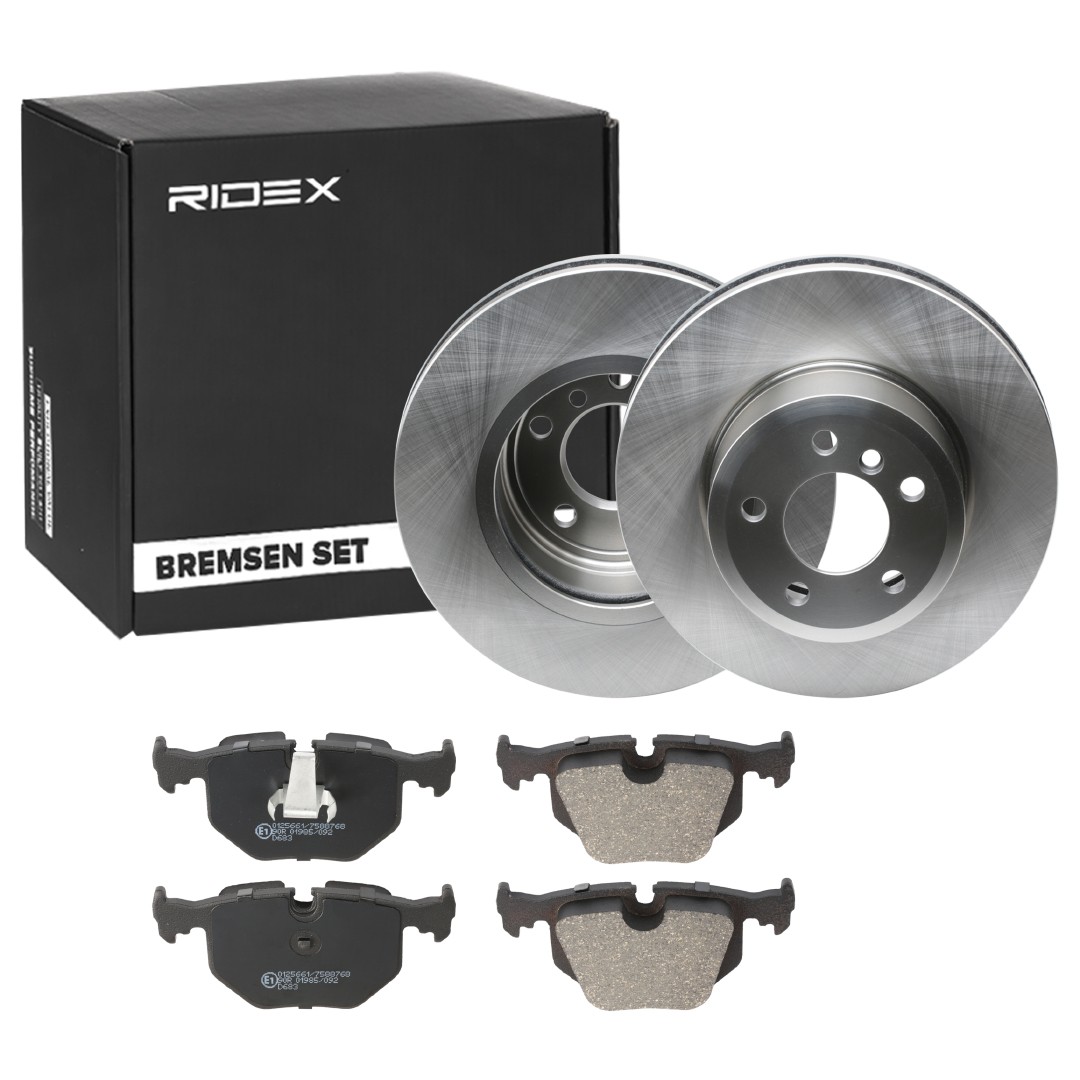 RIDEX 3405B1312: Disques et plaquettes de freins Essieu arrière, Ø: 325,0mm, ventilé de l'intérieur