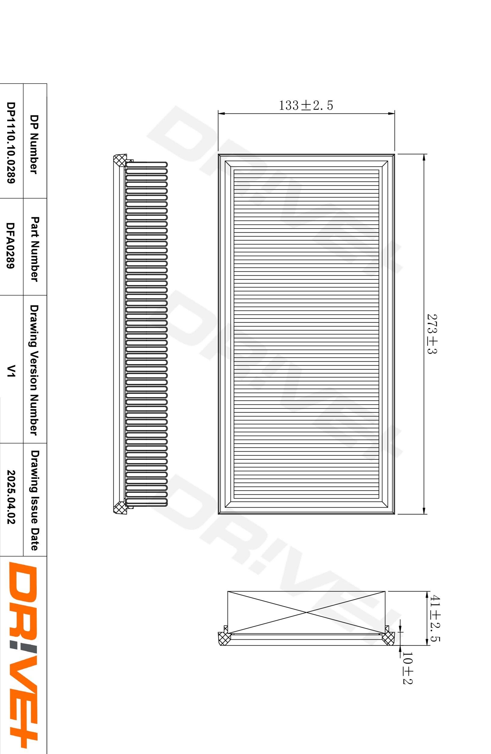 Dr!ve+ DP1110.10.0289: Luchtfilter