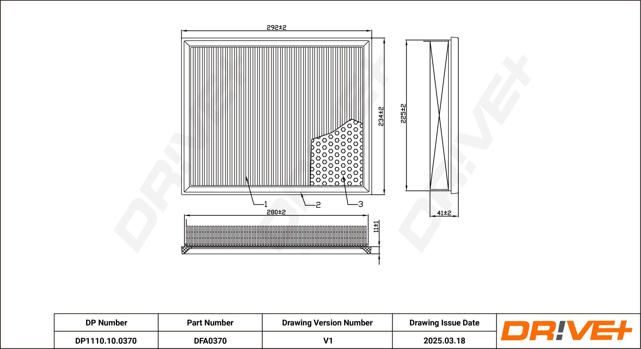 Dr!ve+ DP1110.10.0370: Filtre à air