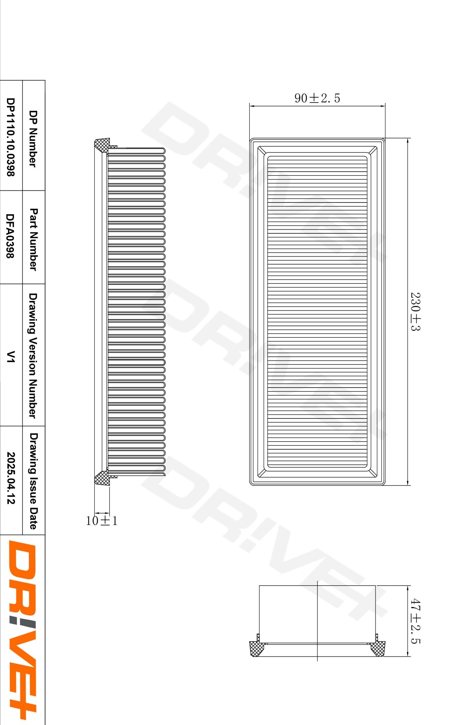 Dr!ve+ DP1110.10.0398: Luftfilter