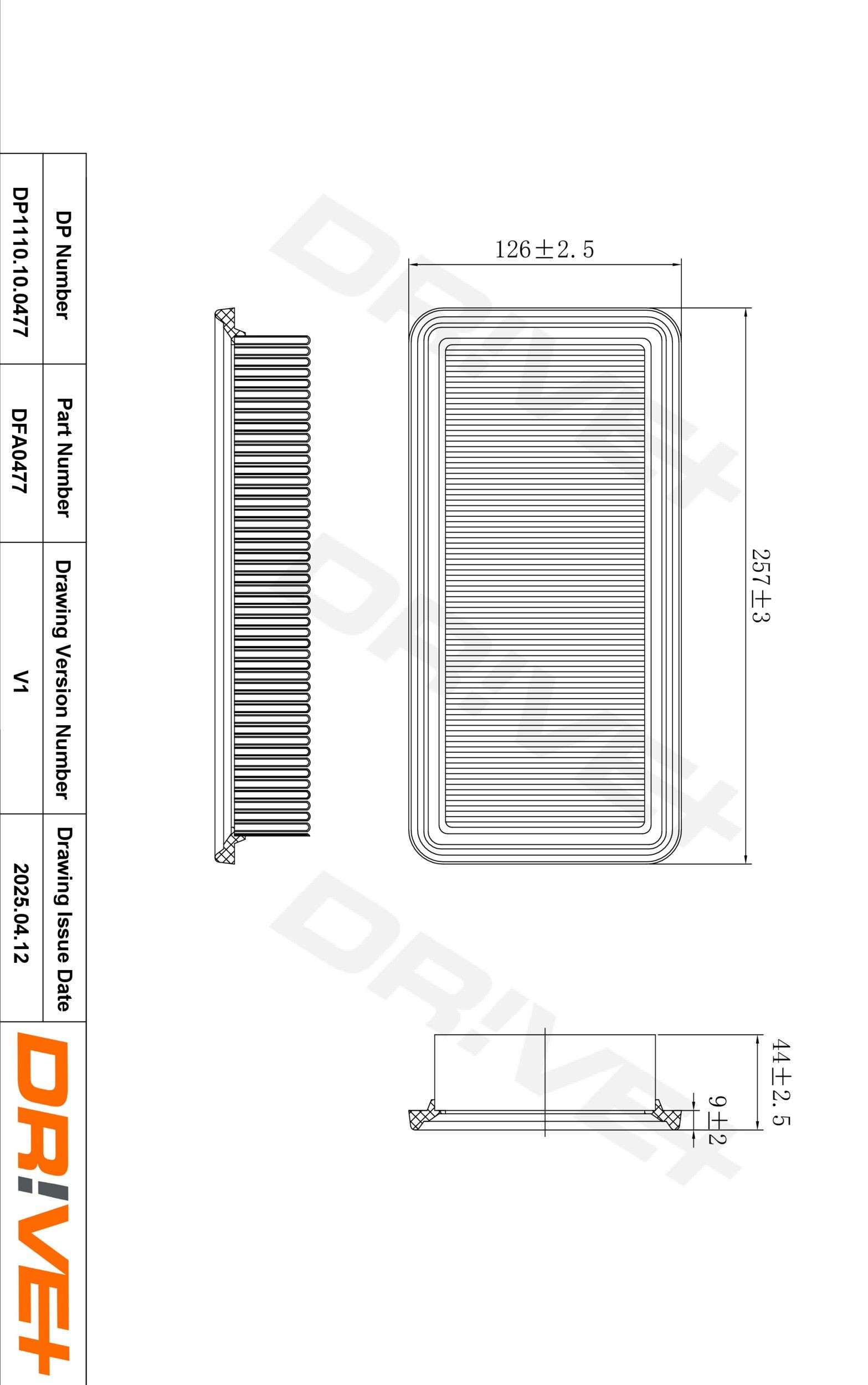 Dr!ve+ DP1110.10.0477: Luftfilter