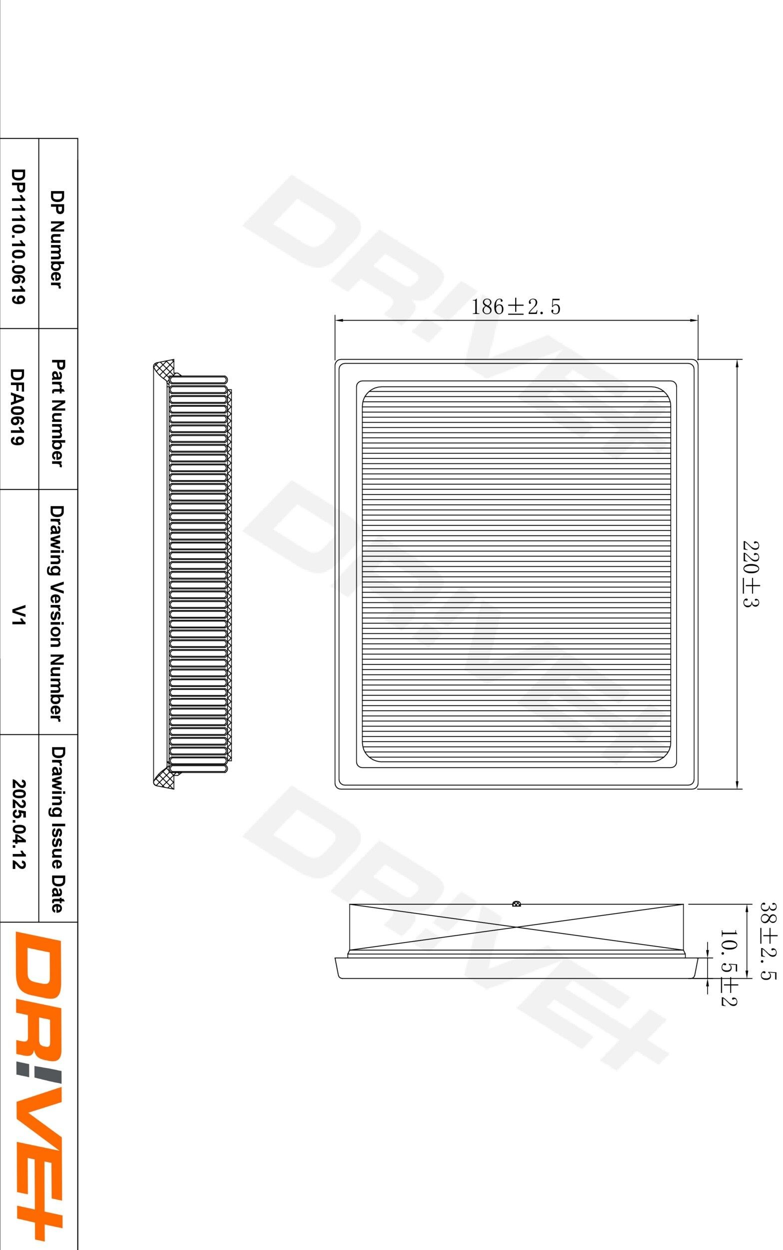 Dr!ve+ DP1110.10.0619: Luchtfilter