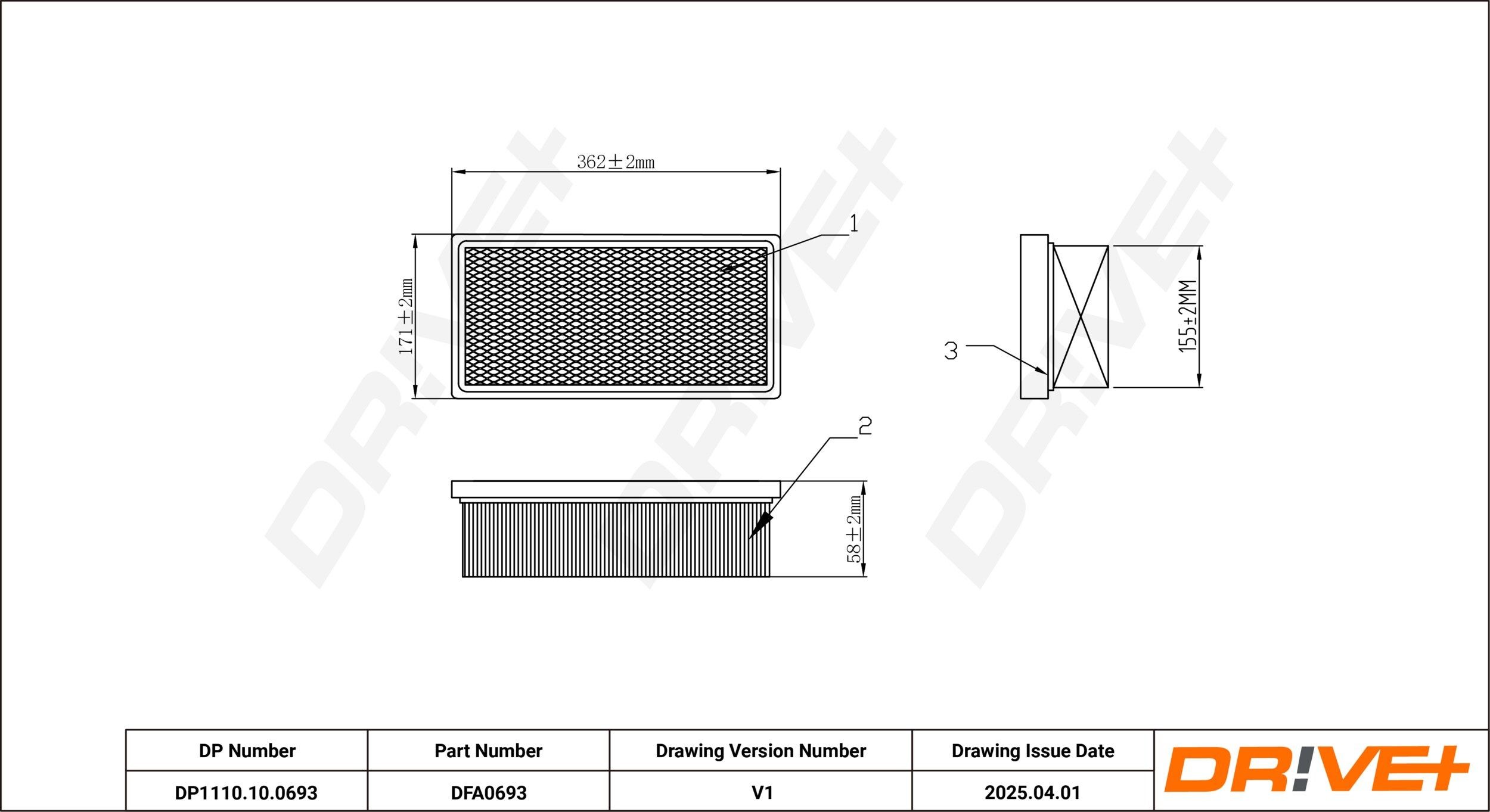 Dr!ve+ DP1110.10.0693: Vzduchový filter