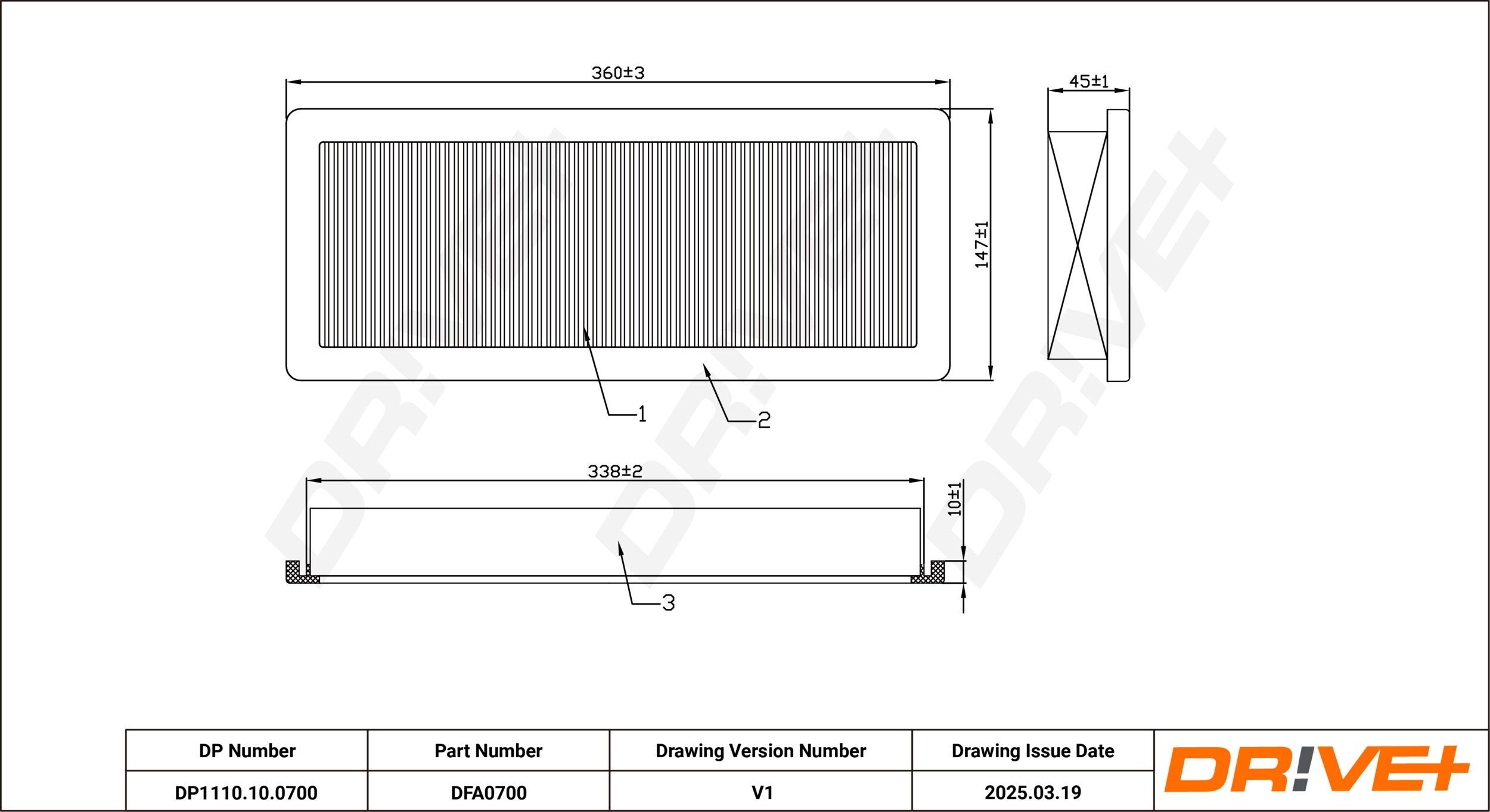 Dr!ve+ DP1110.10.0700: Légszűrő