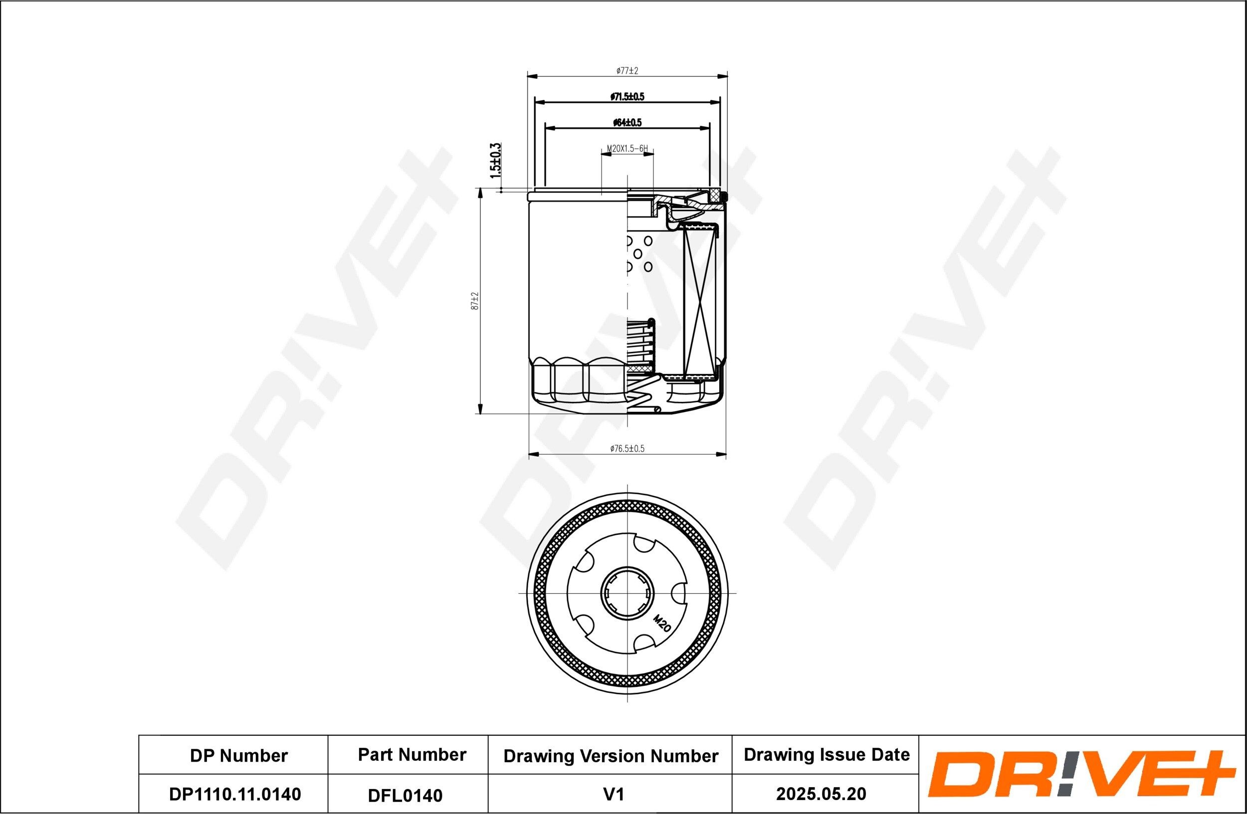 Dr!ve+ DP1110.11.0140: Oliefilter