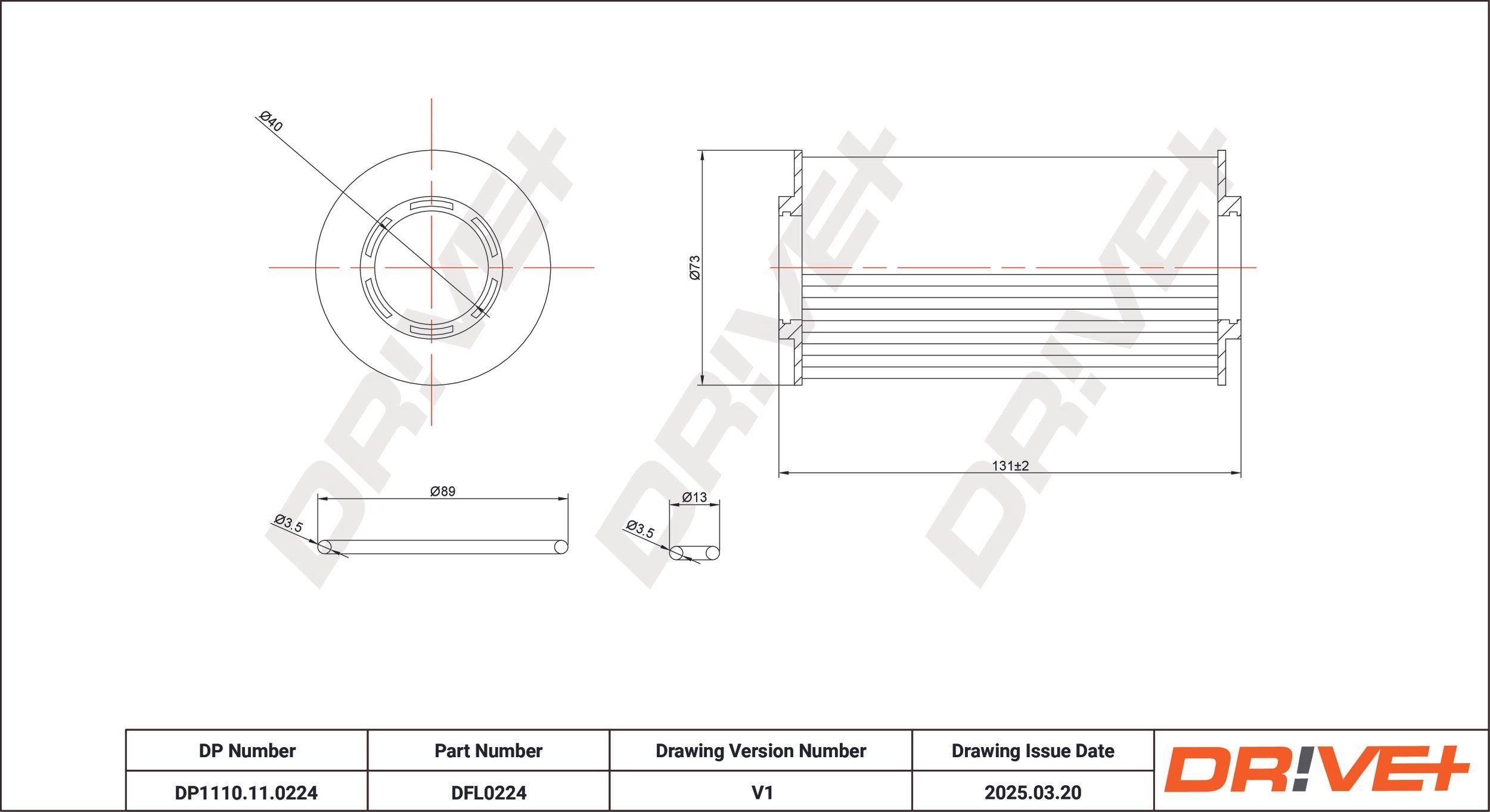 Dr!ve+ DP1110.11.0224: Eļļas filtrs