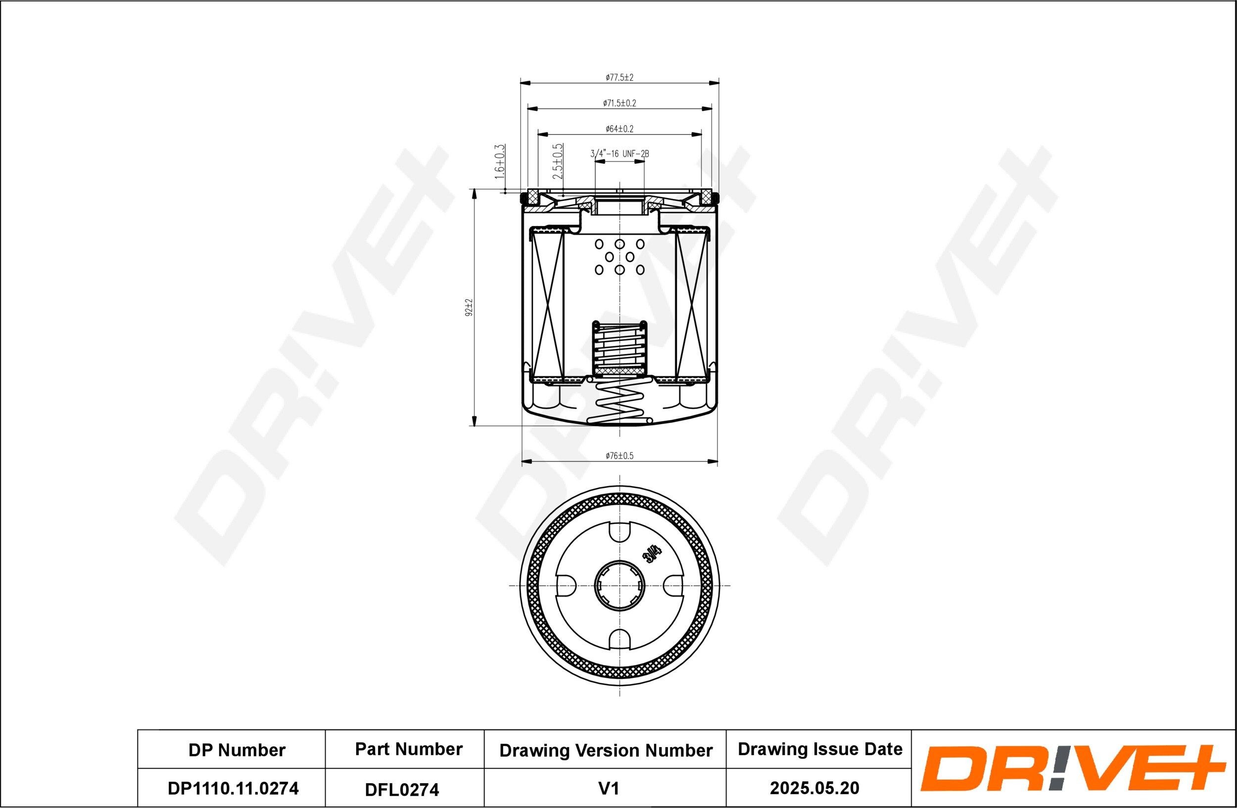 Dr!ve+ DP1110.11.0274: Filtre à huile