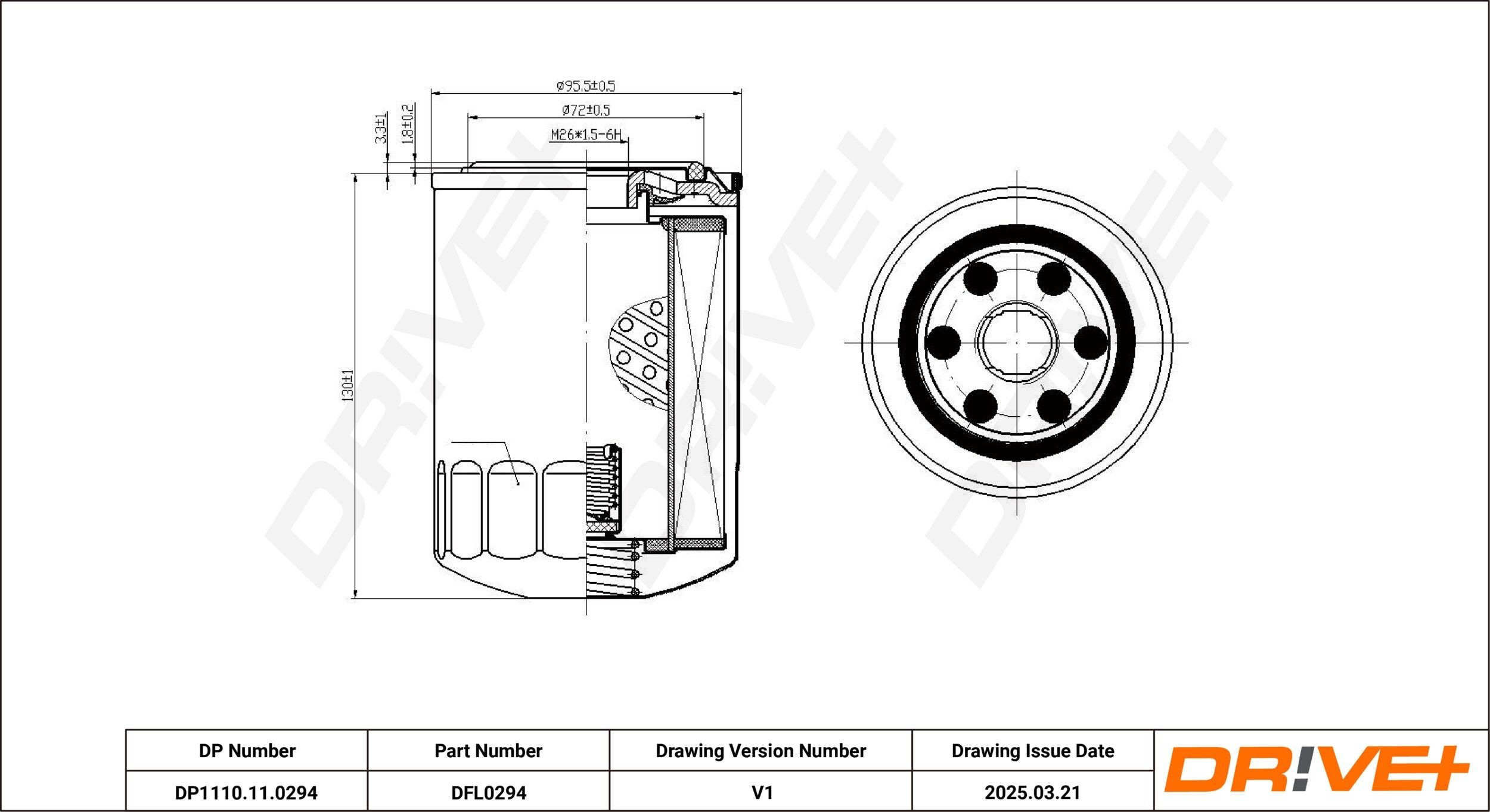 Dr!ve+ DP1110.11.0294: Filtre à huile