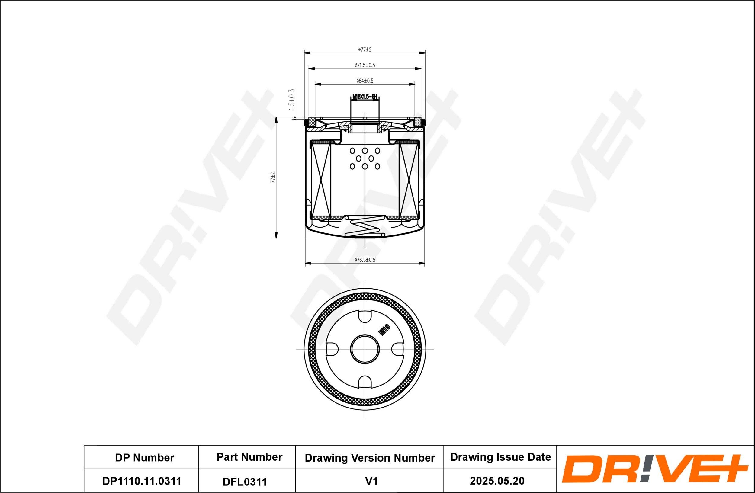 Dr!ve+ DP1110.11.0311: Oliefilter
