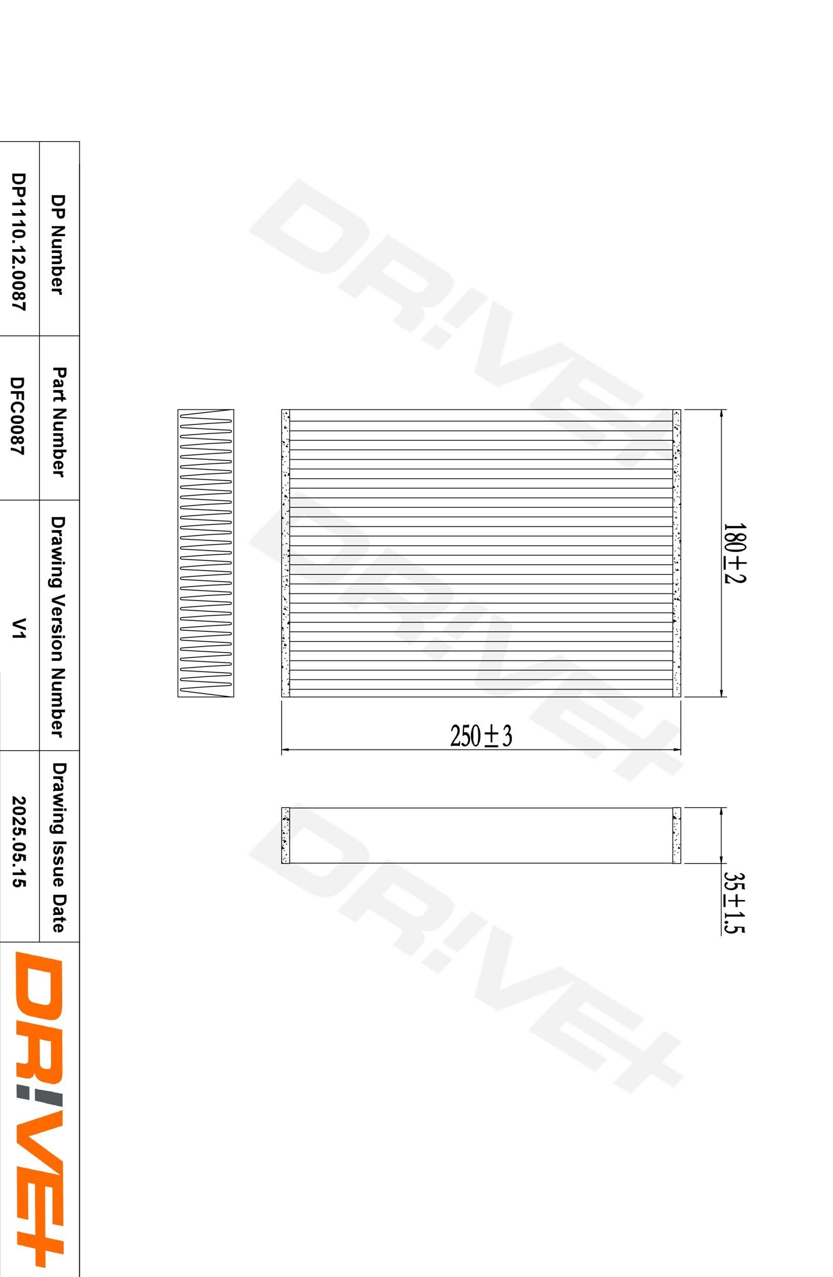 Dr!ve+ DP1110.12.0087: Szűrő, utastér levegő részecskeszűrő