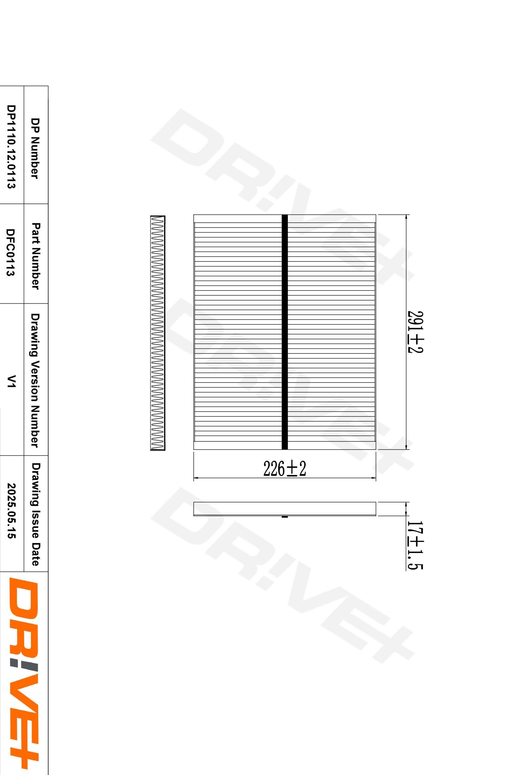 Dr!ve+ DP1110.12.0113: Interieurfilter Stoffilter