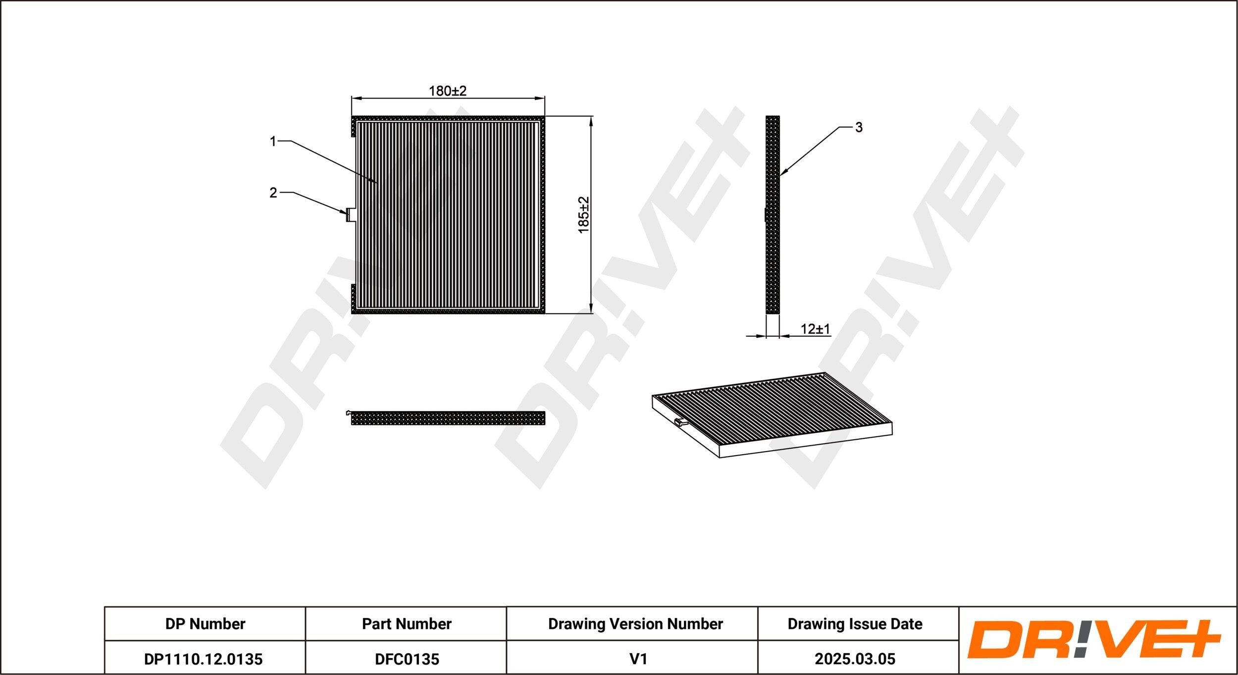 Dr!ve+ DP1110.12.0135: Szűrő, utastér levegő részecskeszűrő