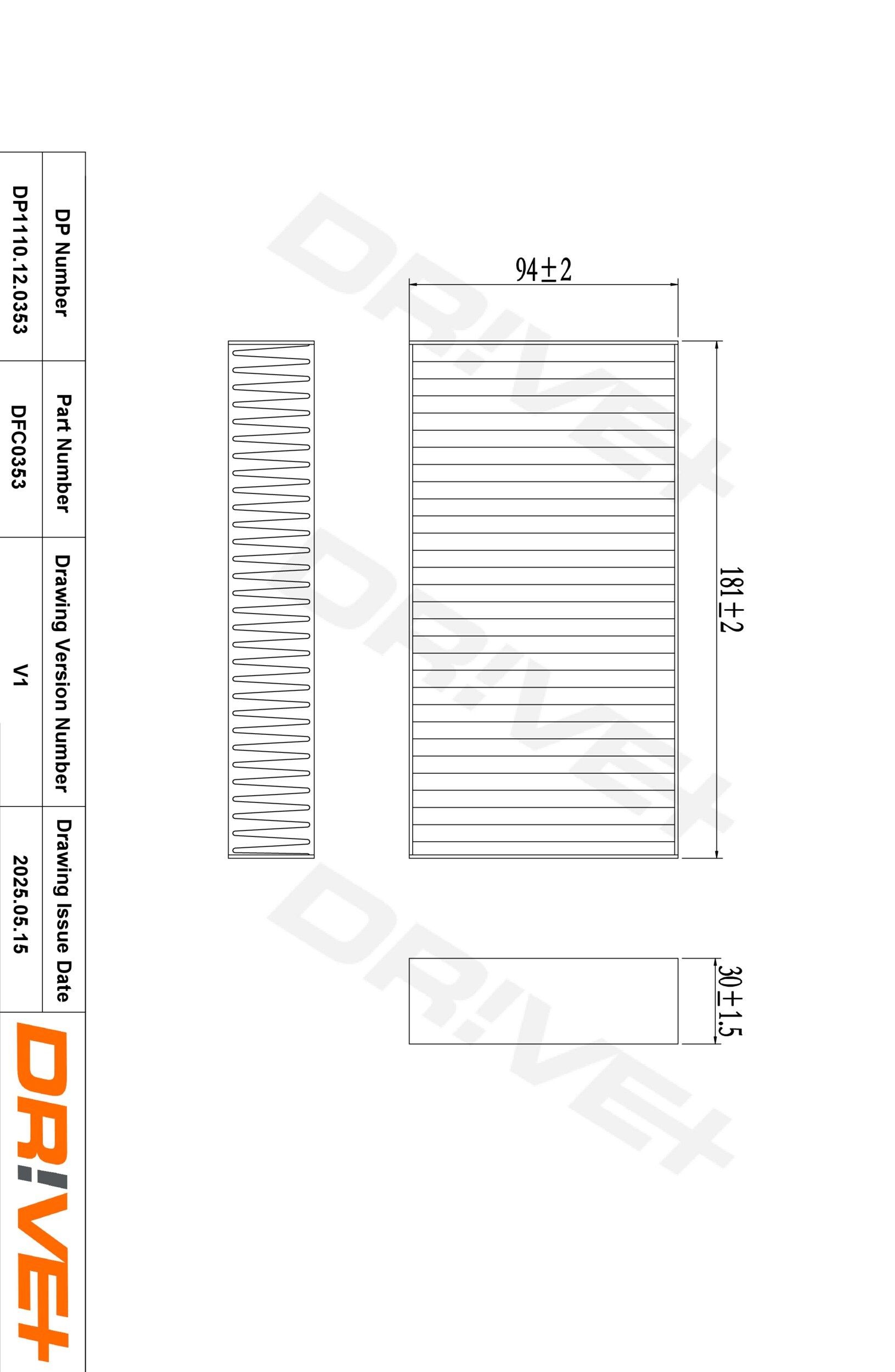 Dr!ve+ DP1110.12.0353: Filtrs, Salona telpas gaiss Daļiņu filtrs
