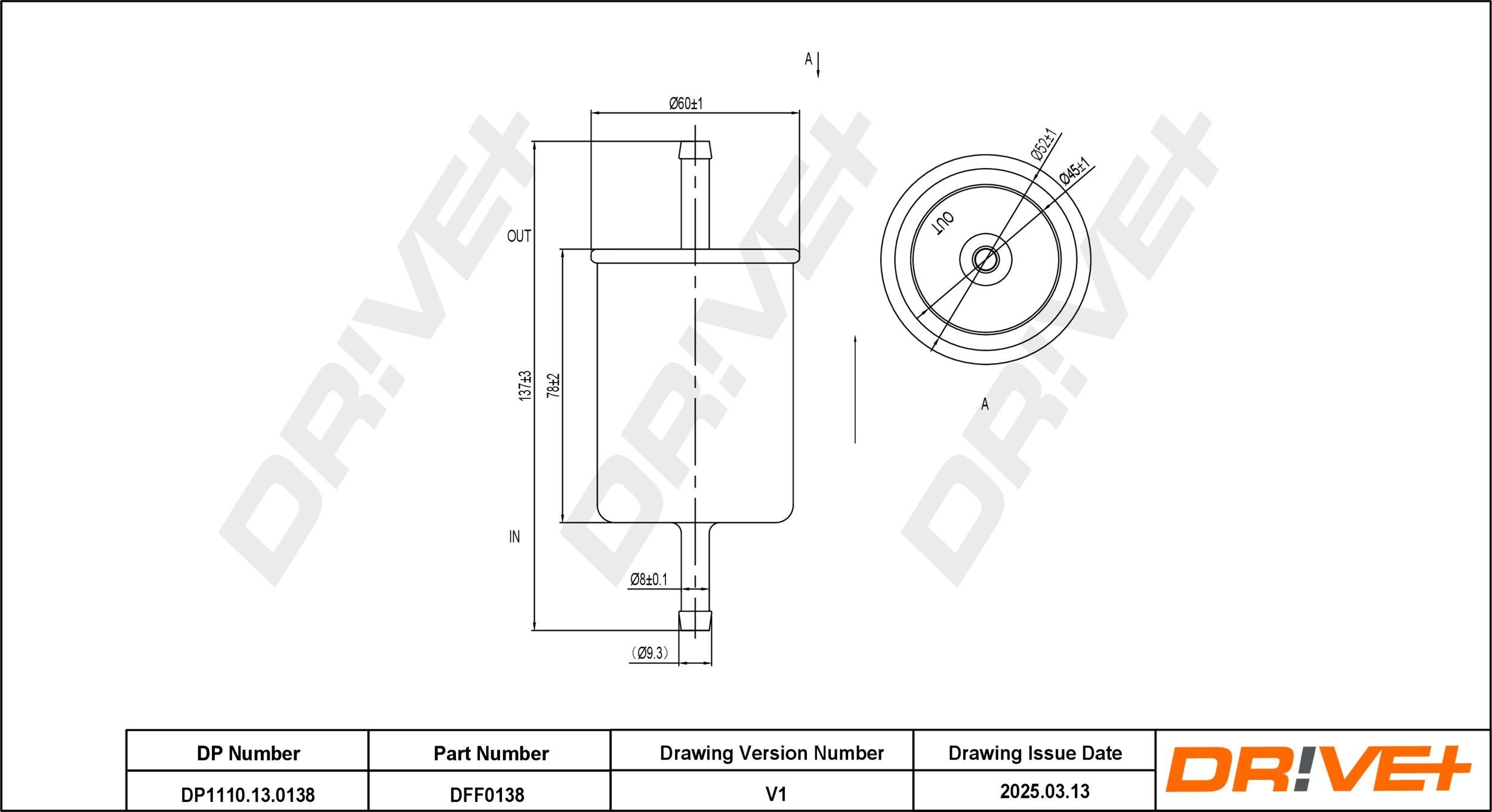 Dr!ve+ DP1110.13.0138 Kraftstofffilter