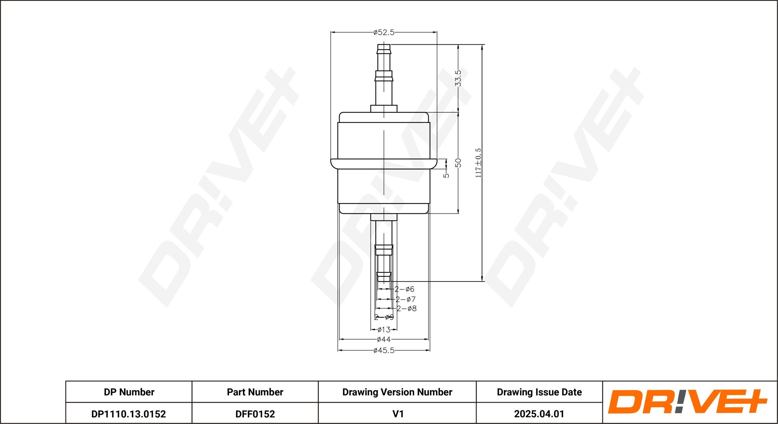Dr!ve+ DP1110.13.0152: Degvielas filtrs