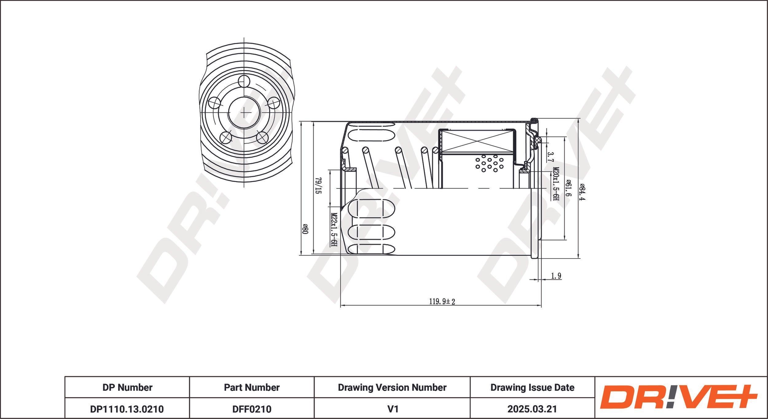 Dr!ve+ DP1110.13.0210: Brændstof-filter